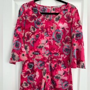 Dalia Pink and Gray Floral Romper